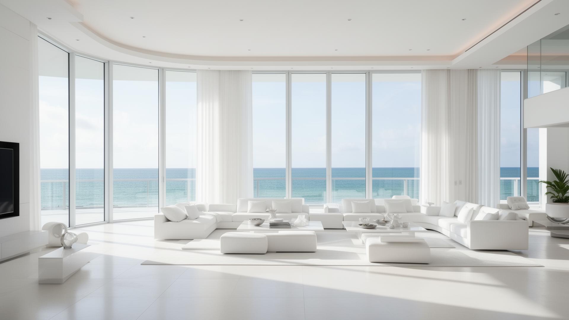 Luxury Miami living room with ocean view